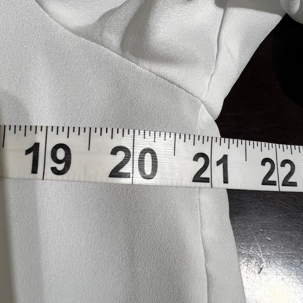 Haute Hippie White Balloon Sleeve Tie Neck Ruffle Blouse Size M - Picture 6 of 7